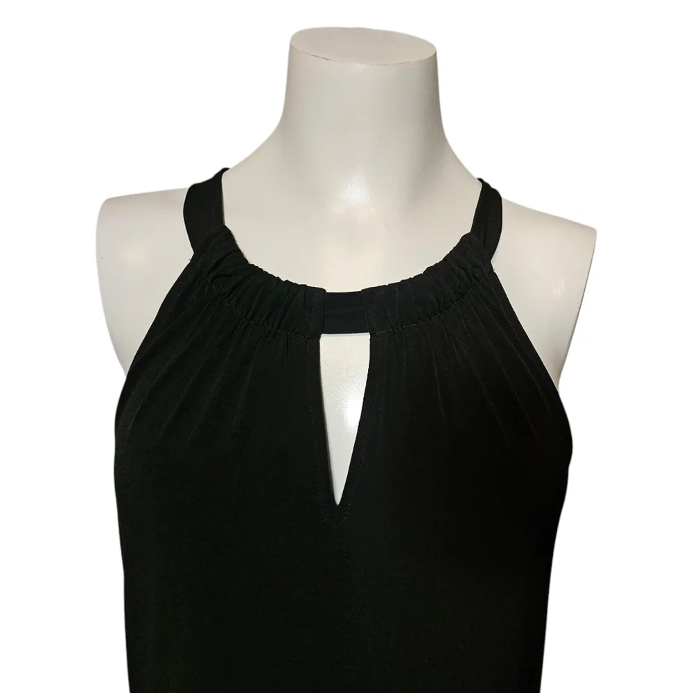 WHBM Dress Black Keyhole Front & Back Sleeveless Stretch Anti-Wrinkle sz M
